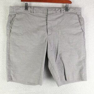 Theory Shorts Mens 38 Gray Pinstripe Dress Chino Flat Front Casual Smart Cotton